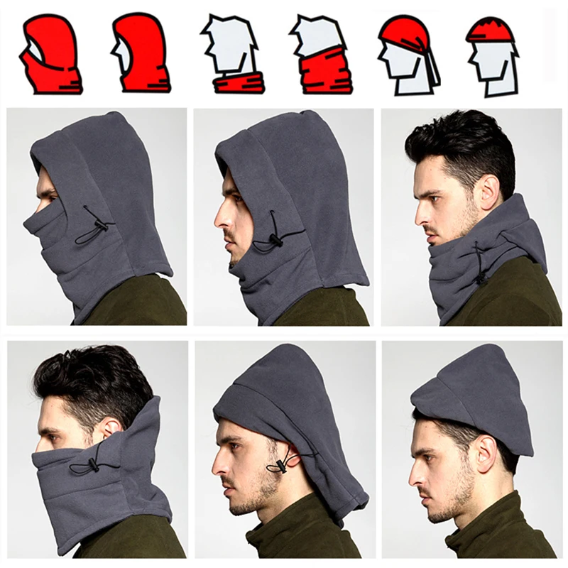 Pasamontañas táctico de lana para hombre, ropa térmica para el cuello, a prueba de viento, para motocicleta, Invierno - imagen 5