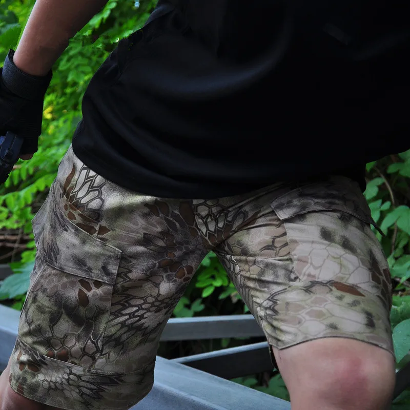 Pantalones cortos elásticos de algodón para hombre, Shorts transpirables con múltiples bolsas para montar al aire libre, escalada, entrenamiento deportivo, Verano - imagen 4