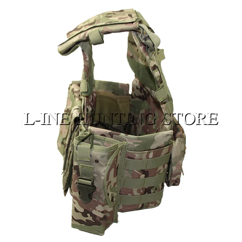 Chaleco táctico Multicam Molle, chaleco portador de placa de ataque de combate, Chaleco de alambre de acero, equipo militar de caza al aire libre, Camuflaje CP - imagen 4