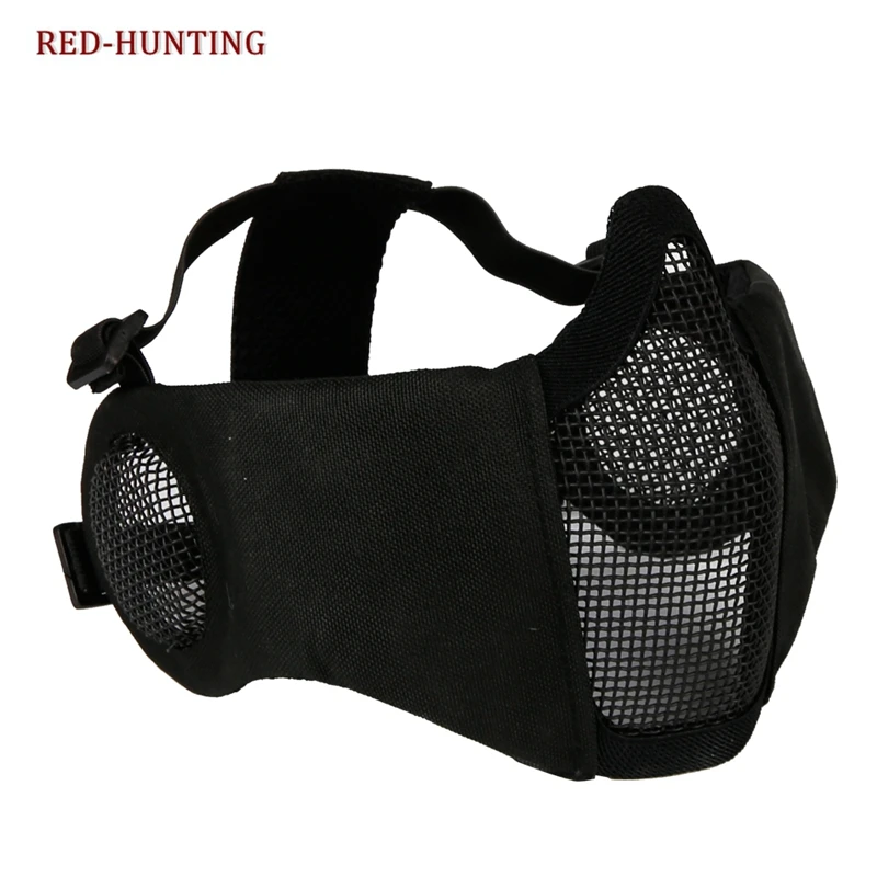 Máscara de Metal de media cara ajustable para proteger las orejas, máscara táctica para exteriores CS, juego de guerra de supervivencia, Paintball, se adapta al casco rápido - imagen 3