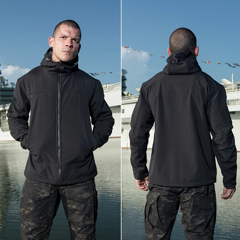 SOLDADO GRATUITO Al Aire Libre deportes de excursión que acampa táctico militar chaqueta de los hombres fleece calidez de caparazón blando de tela - imagen 5