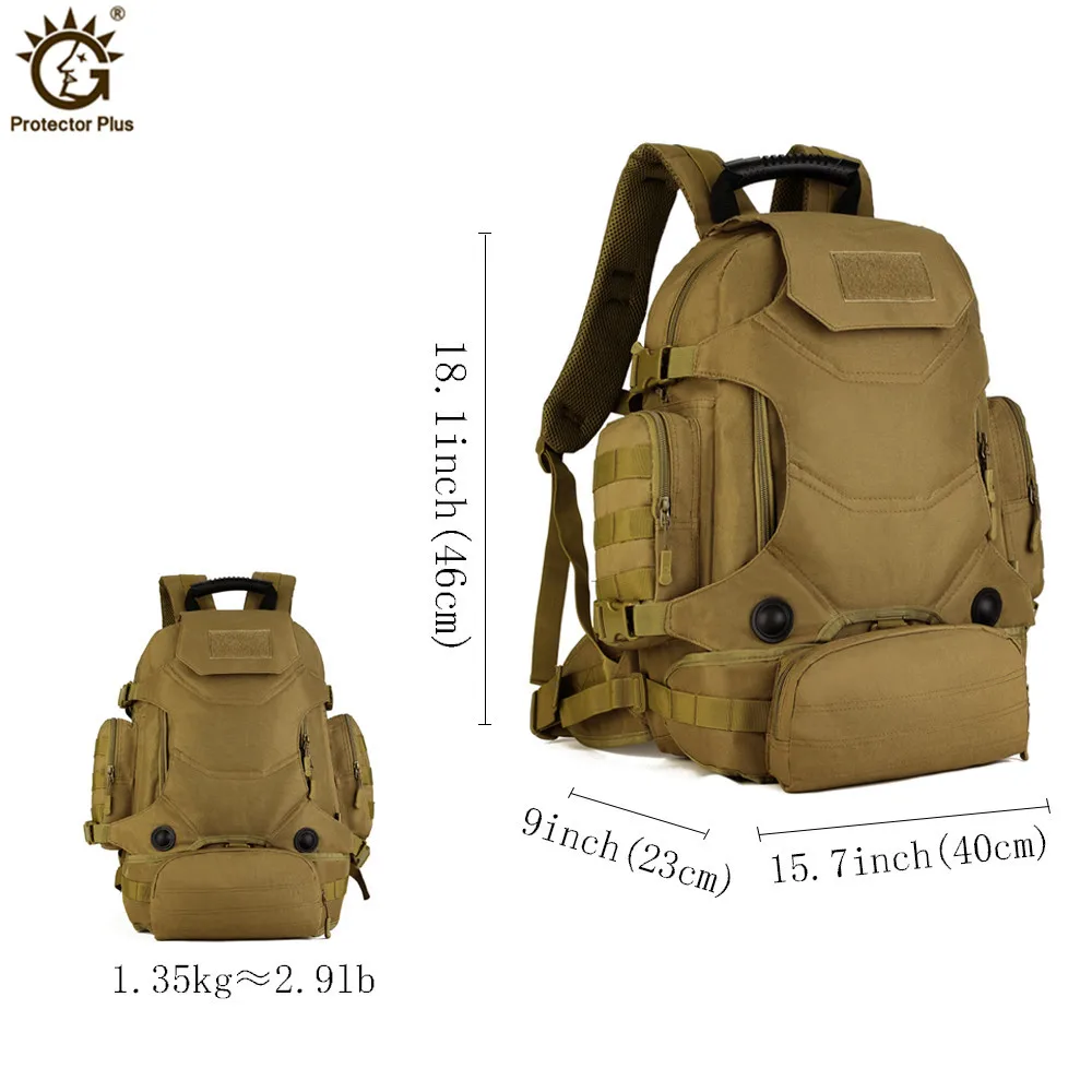 Mochila táctica de camuflaje para acampar para hombres y mujeres, senderismo al aire libre, bolsas deportivas, mochila Molle Army, mochila de viaje, 40L - imagen 3