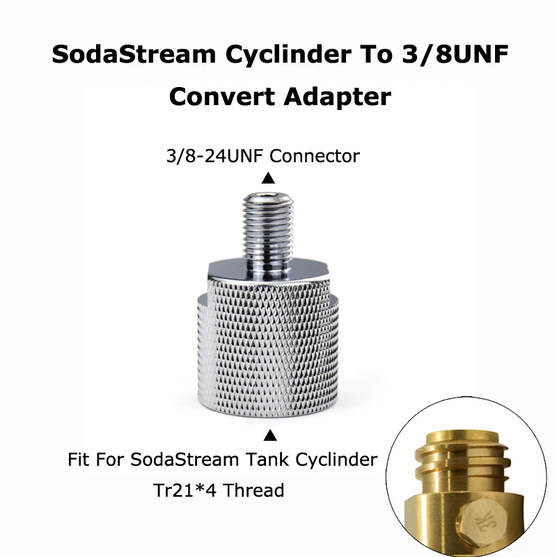 Cilindro de CO2 de Soda a adaptador de conversión 3/8-24UNF compatible con SodaStream para aquaristas, peces de acuario o barril de cerveza casero - imagen 2