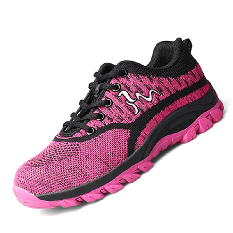 Zapatos de trabajo para mujer, puntera de acero, antigolpes, transpirables, de punto, resistentes al desgaste, antideslizantes, zapatos de seguridad informales a la moda - imagen 3