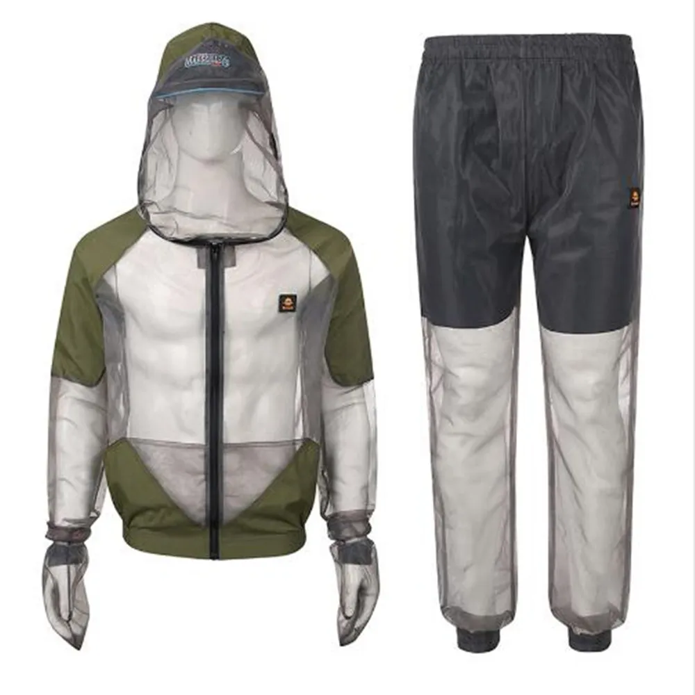 Traje de pesca de malla transpirable antimosquitos, ligero, de secado rápido, previene mosquitos, chaqueta con capucha, pantalones, verano - imagen 3