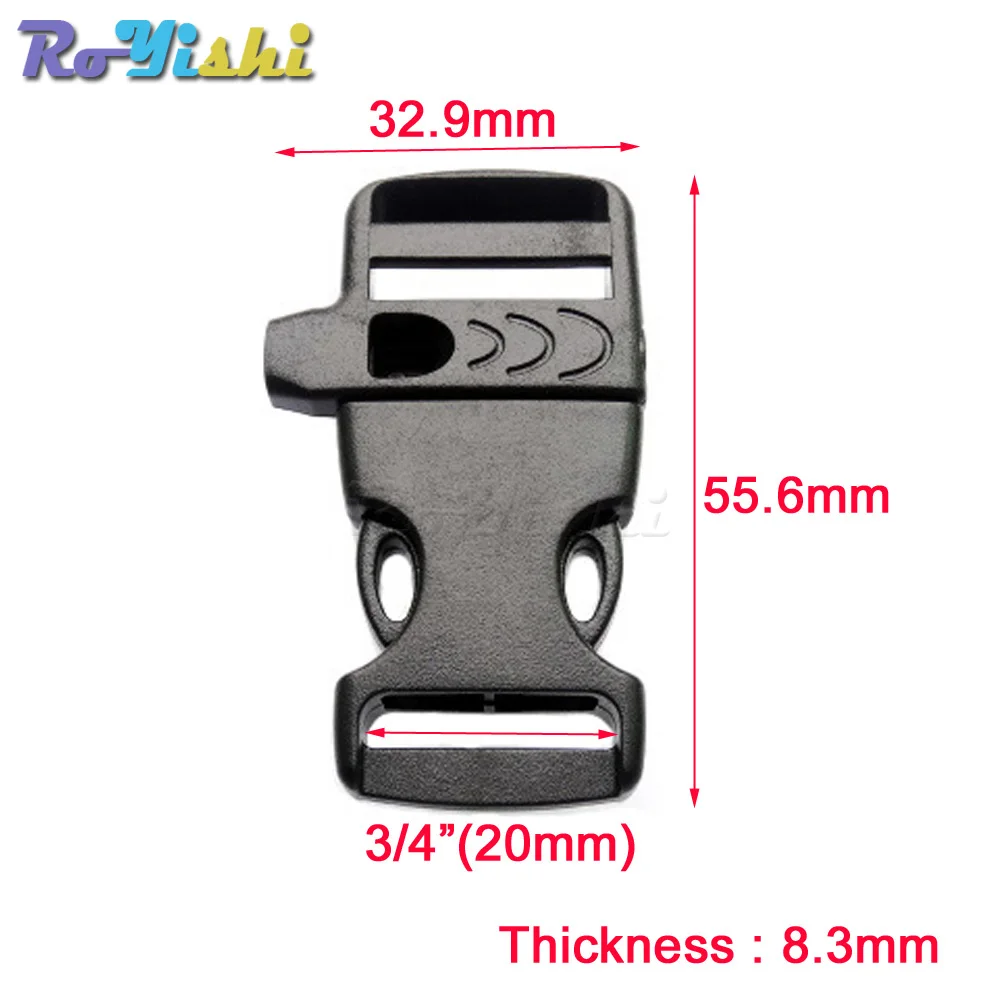 Hebillas de silbato de Liberación lateral de emergencia para pulsera Paracord, accesorios de pulsera para deportes al aire libre, 3/4" - imagen 2