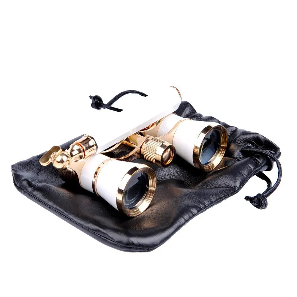 Binoculares recubiertos de 3x25, gafas de teatro de ópera de latón, cuerpo de Metal con mango, diseño Retro de varios colores, telescopio de regalo para MS - imagen 3