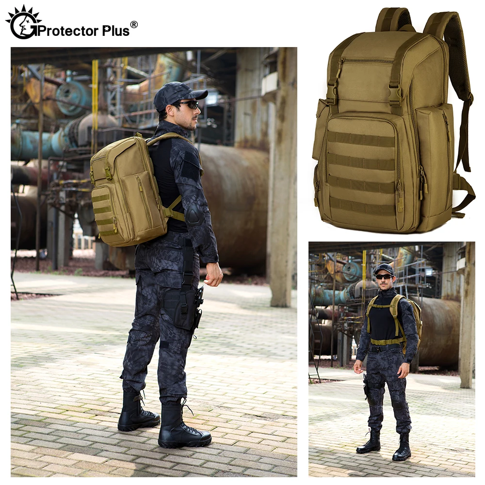 PROTECTOR PLUS Mochila táctica de caza, bolsa de ordenador de camuflaje para escalada al aire libre con almacén de zapatos, duradera, Unisex, 40L - imagen 5