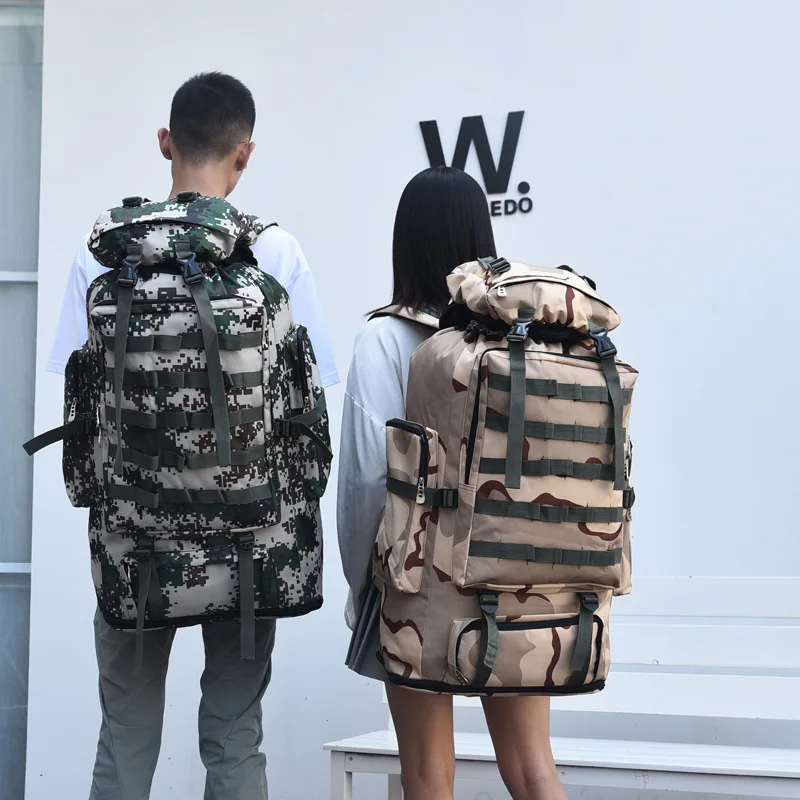 Mochila de camuflaje de gran capacidad para hombre y mujer, bolsa de equipaje Extensible para viaje al aire libre, escalada, desierto, senderismo, tienda de campaña, 100l - imagen 2