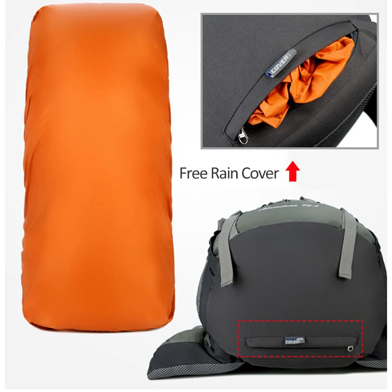Mochila de acampada de 75L, bolsa de senderismo deportiva para exteriores con cubierta de lluvia, viaje, escalada, montañismo, Trekking, Camping, XA726WA - imagen 4