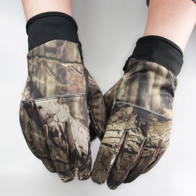 Otoño Invierno árbol camuflaje biónico caza pesca guantes dos dedos apagados guantes antideslizantes para montar Unisex Camo manopla completa - imagen 5