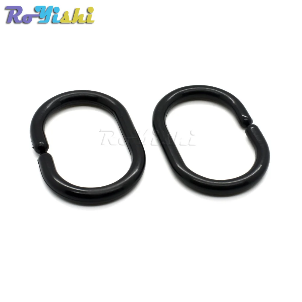 Hebilla de gancho de anillo de ducha de plástico negro, accesorios de cortina, 58x40,5mm - imagen 4