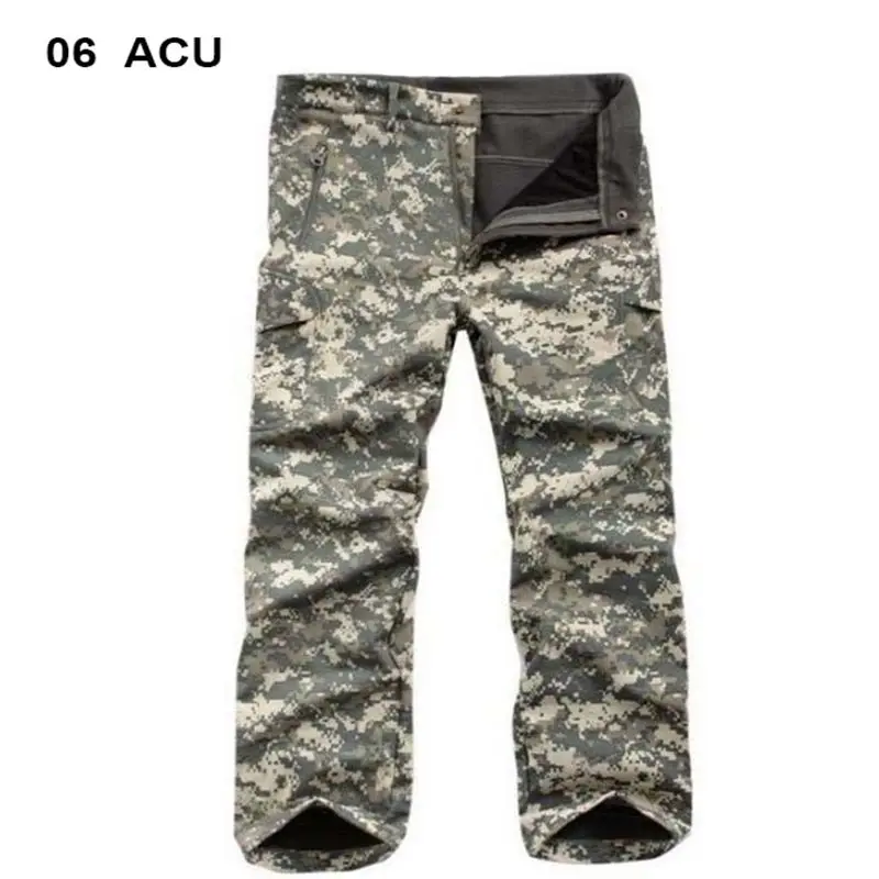 Pantalones de camuflaje de cuero de tiburón de alta calidad para hombre, pantalones impermeables Softshell para senderismo al aire libre, acampada, 11 colores - imagen 4