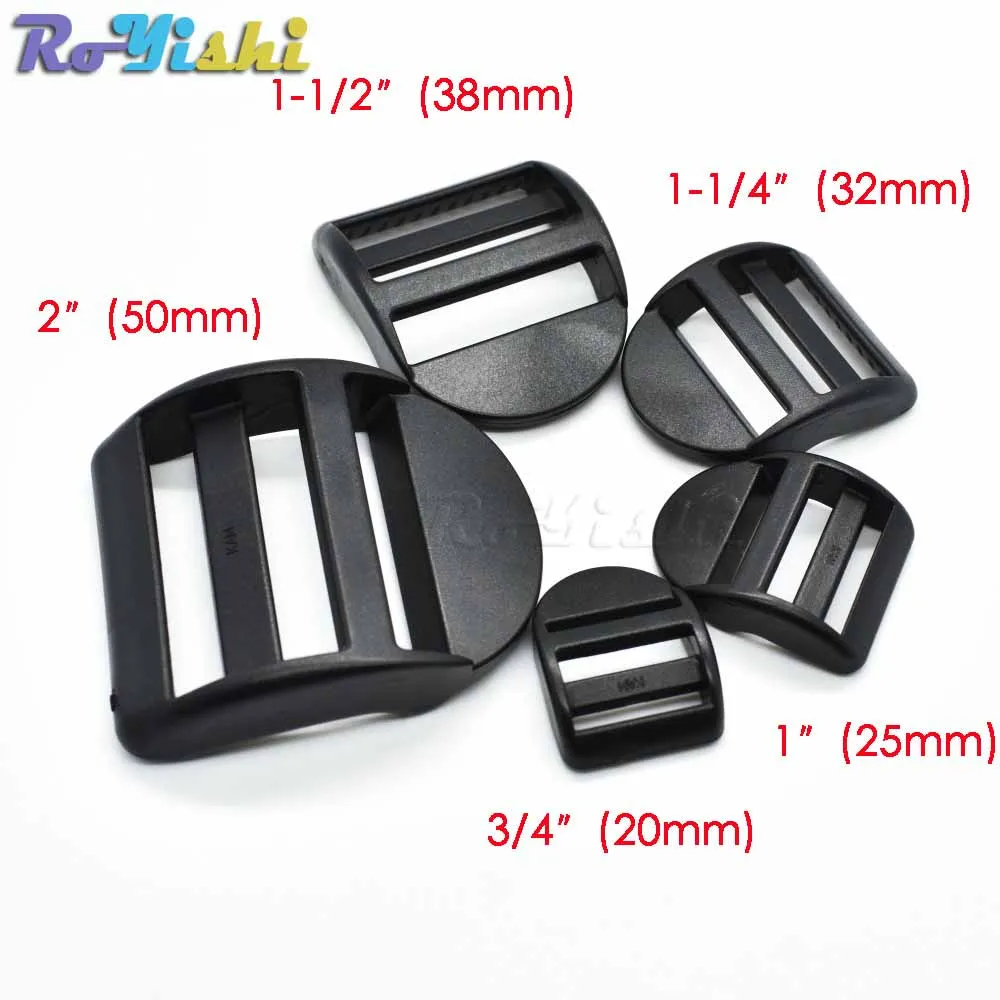 Hebillas deslizantes de bloqueo de escalera de plástico, correas de mochila, correas negras de 20mm, 25mm, 32mm, 38mm y 50mm, 1000 unids/paquete - imagen 2