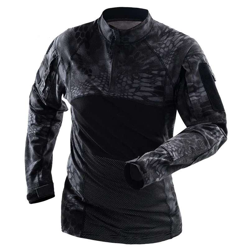 Uniforme de combate de camuflaje de manga larga para Primavera, Tops de algodón para fanáticos del ejército, deportes al aire libre, entrenamiento de escalada, camisa táctica transpirable - imagen 5
