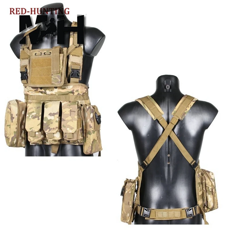 Chaleco táctico de combate USMC Molle RRV, aparejo de pecho, arnés de Paintball, Airsoft, Rifle de hidratación, bolsa Mag Multicam - imagen 4