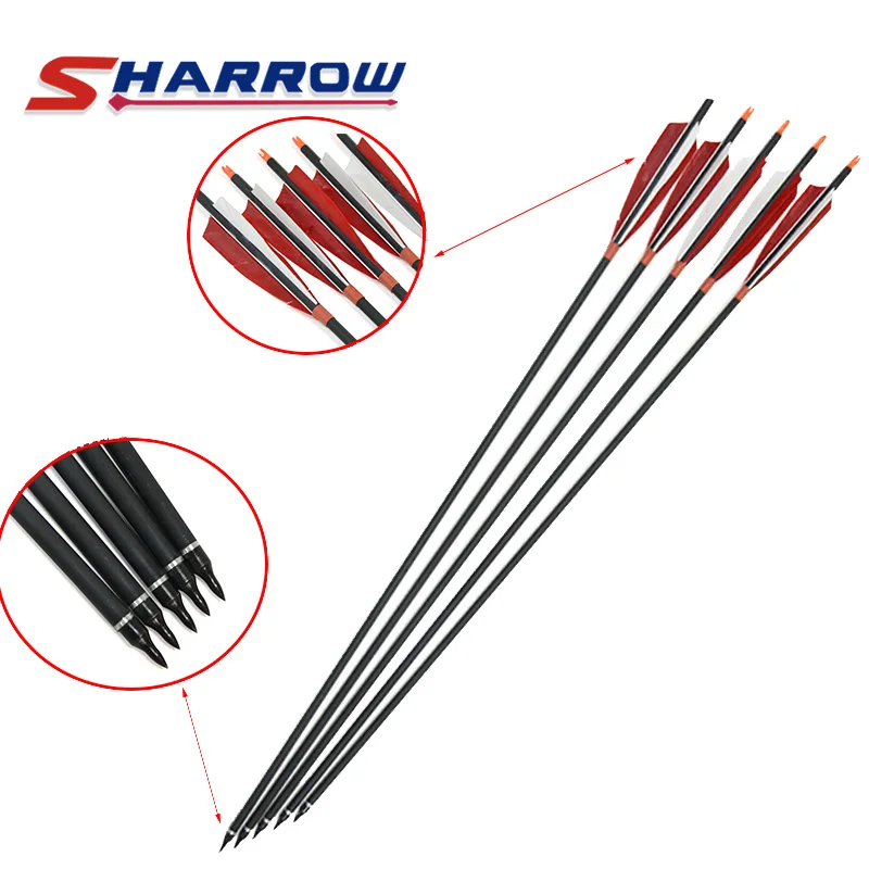 Arco recurvo de fibra de carbono para tiro con arco, accesorio intercambiable de 5 pulgadas, con plumas de pavo, 500 unidades