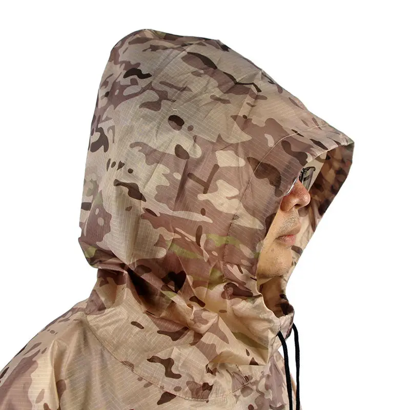 Poncho de camuflaje transpirable de PU, chubasquero táctico de jungla, traje Ghillie de caza CS biónico para observación de aves, equipo de lluvia para viajes y senderismo - imagen 3