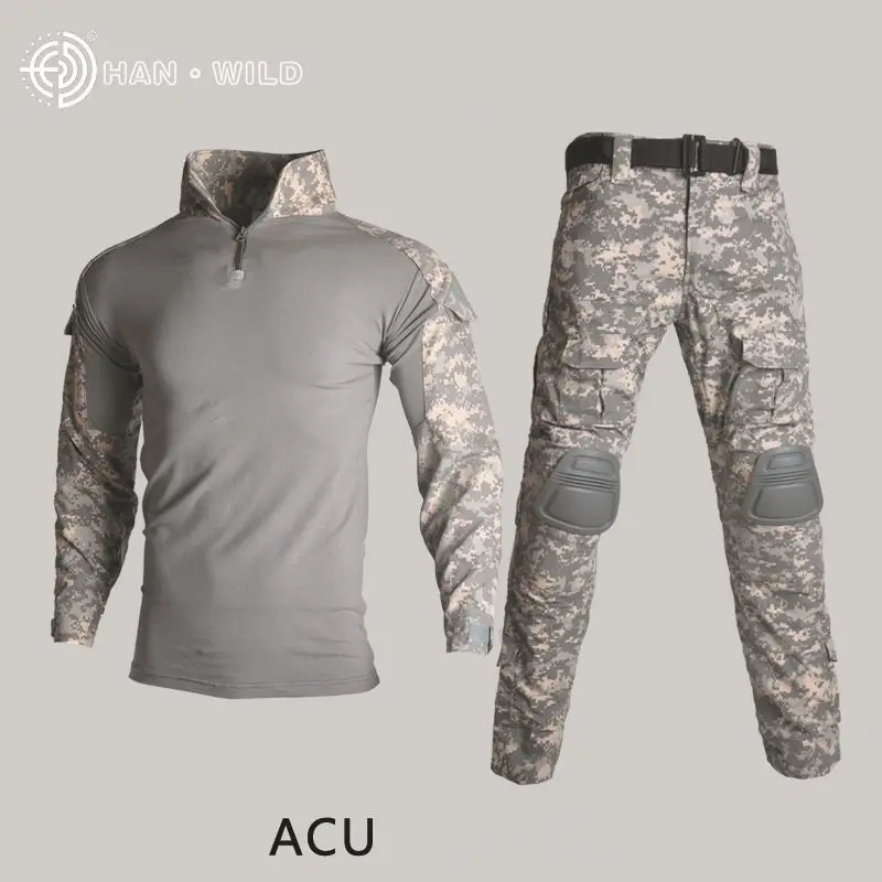 Uniforme táctico de camuflaje para hombre, ropa de caza, camisa de combate Airsoft, pantalones con rodilleras - imagen 5