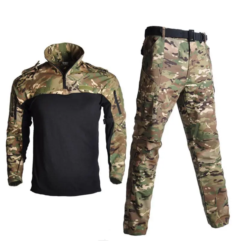 Uniforme militar de manga larga, traje de combate de camuflaje, Airsoft, paintball, conjunto de ropa, camisas y pantalones, color negro, jungla - imagen 4