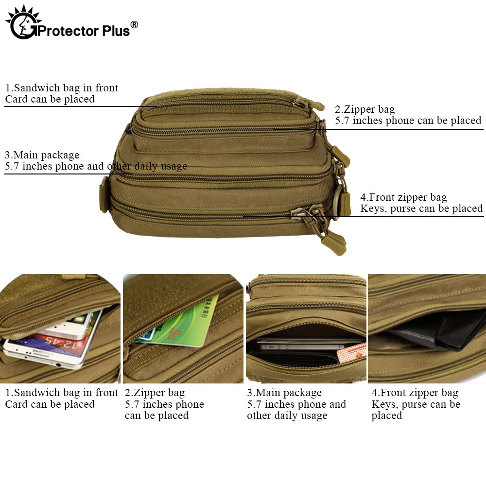 Bolso de mano multiusos para hombre, bolsa de mensajero táctica Molle, impermeable, militar, Camuflaje, escalada, viaje, deportes - imagen 3