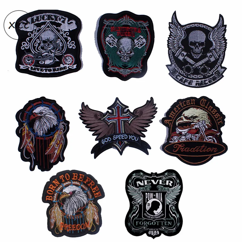 XICC-parches bordados de gran tamaño para planchar, pegatinas de Rock para motorista, insignia, apliques para ropa, 2019 - imagen 2