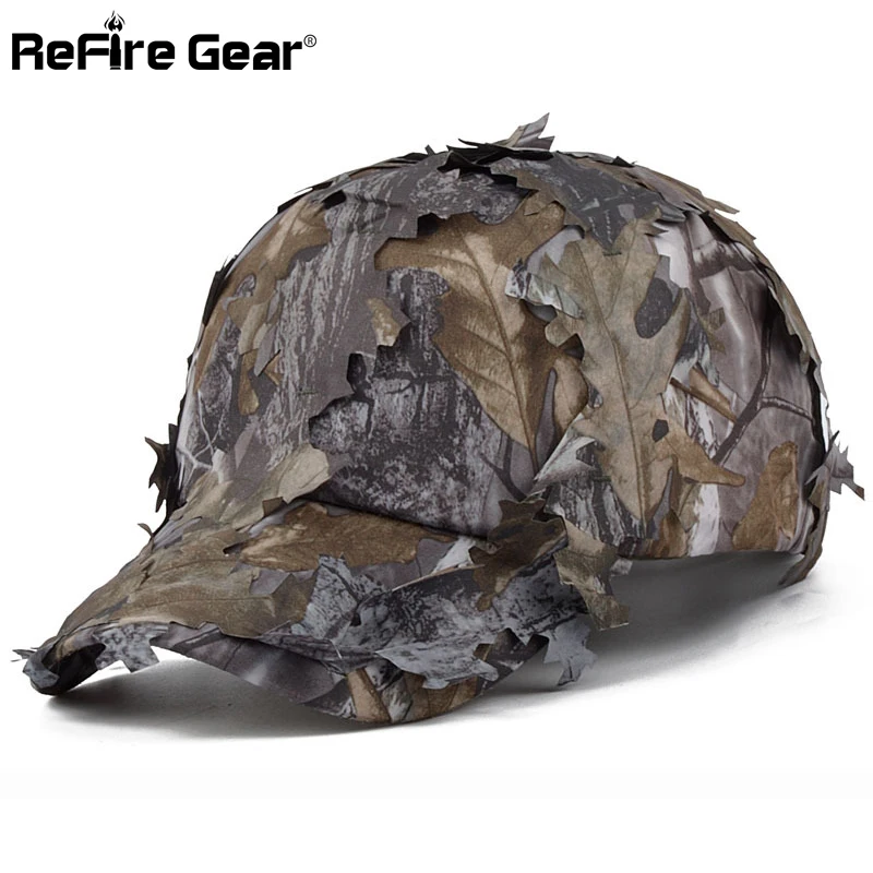 ReFire Gear-Gorra de camuflaje para hombre, gorro de béisbol con estampado de hojas de la selva, camuflaje, secado rápido, Snapback de combate, táctica del ejército, gorras de francotirador - imagen 2