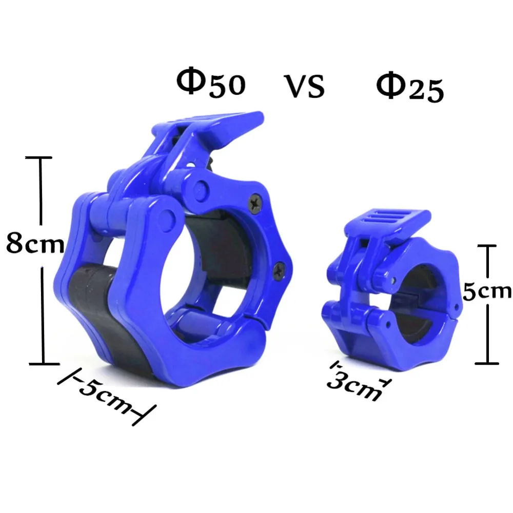Abrazaderas de bloqueo giratorio para Mancuernas, 1 par, todos los tamaños, 1 ", 2", tipo tornillo, barra, tipo liso, para gimnasio, azul - imagen 4