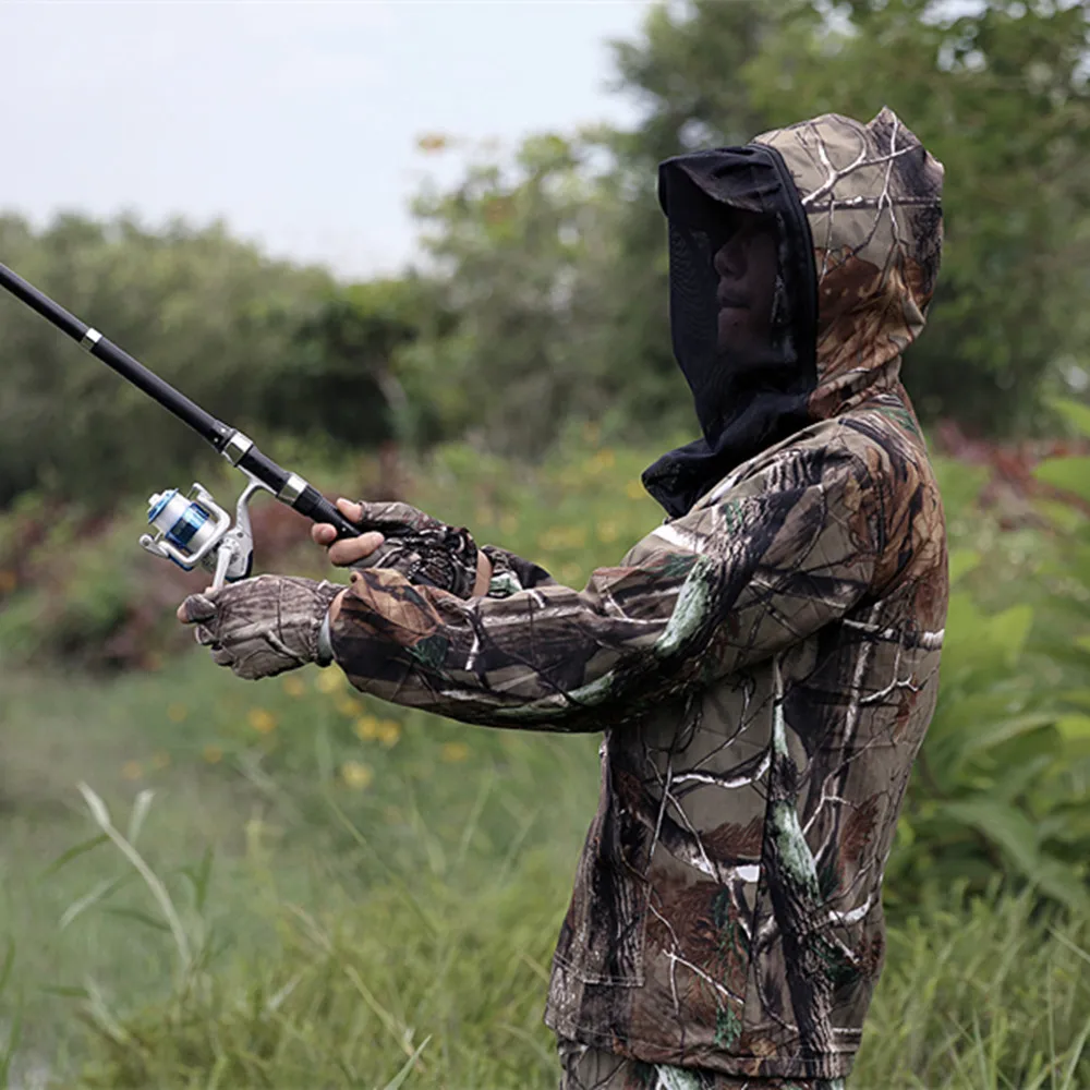Chaqueta con capucha antimosquitos para verano al aire libre, pantalones de camuflaje biónico, traje de caza y pesca, traje de protección solar ligero ultrafino - imagen 5