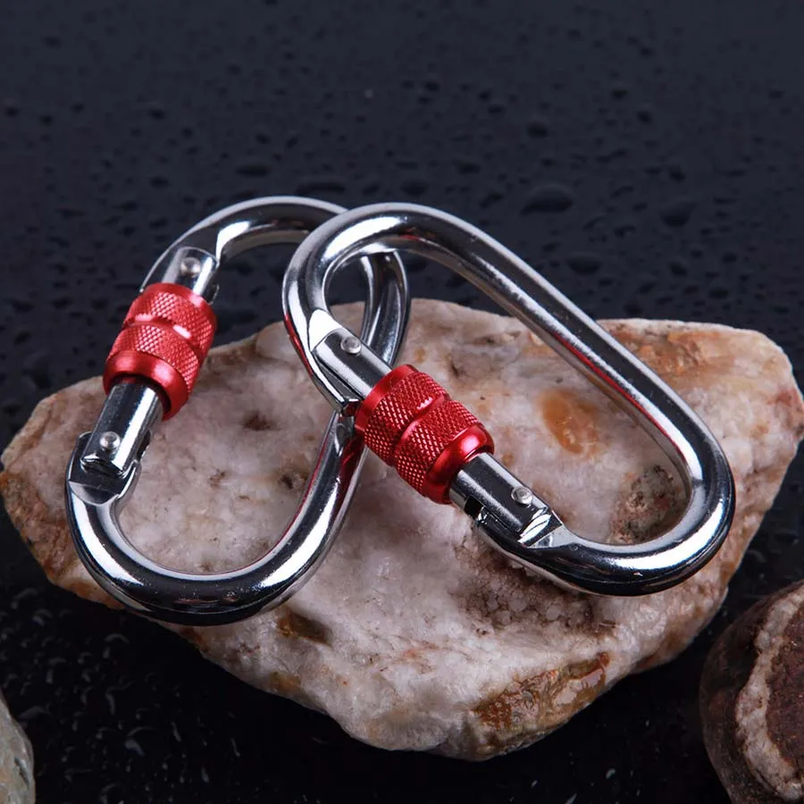 Hebilla de seguridad para hamaca de Yoga, accesorio profesional para escalada en roca, mosquetón, alpinismo, aleación de acero, 25KN, 2 unids/lote - imagen 2