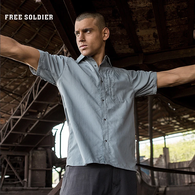 FREE SOLDIER-Camiseta de secado rápido para hombre, camisa corta militar táctica para deportes al aire libre, camping, senderismo, primavera y verano - imagen 3
