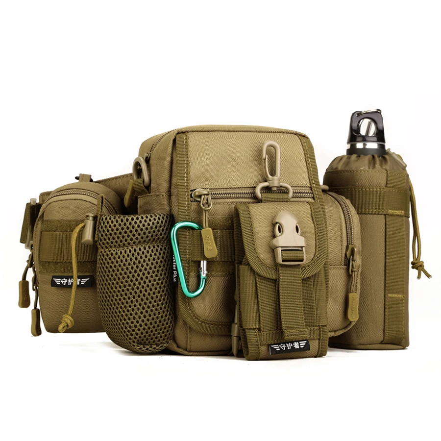 Riñoneras tácticas para exteriores, riñonera impermeable de nailon para escalada, cubierta para taza de agua, equipo fresco para acampar, bolsa para teléfono para senderismo y acampada - imagen 5