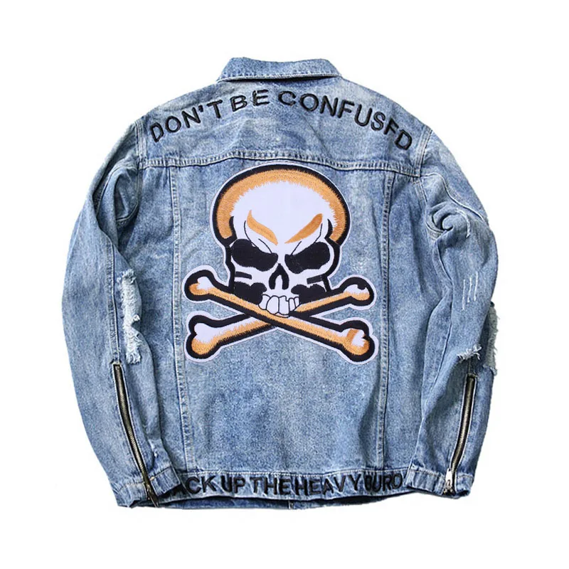 Prajna-Parche de motorista bordado Punk Rock para chaqueta, ropa, Jeans, insignias de tela, parches de cuero con calavera para planchar, apliques D - imagen 2