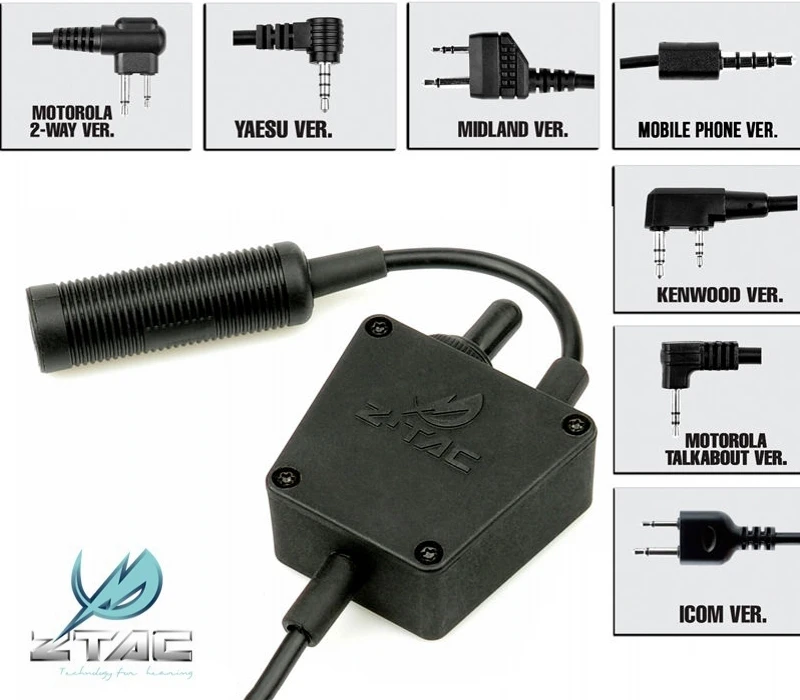 Z-tactical Z122 TEA e-switch Tactical PTT Headset Accessory Airsoft Hunting Push To Talk headphones adaptador - imagen 3