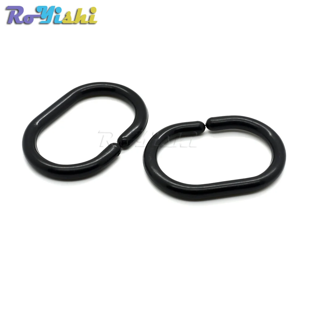 Hebilla de gancho de anillo de ducha de plástico negro, accesorios de cortina, 58x40,5mm - imagen 3