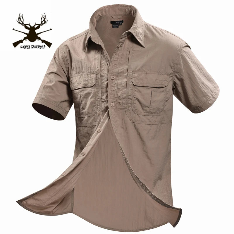 MEGE militar-Camisa de manga corta para hombre, Camisa informal de marca, ropa Social, verano, 2XL - imagen 4