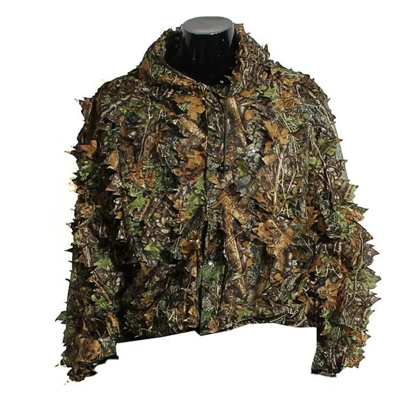 Traje Ghillie 3D de hoja de arce para caza, chaqueta y pantalones de camuflaje para francotirador en el bosque al aire libre, Airsoft, novedad - imagen 2