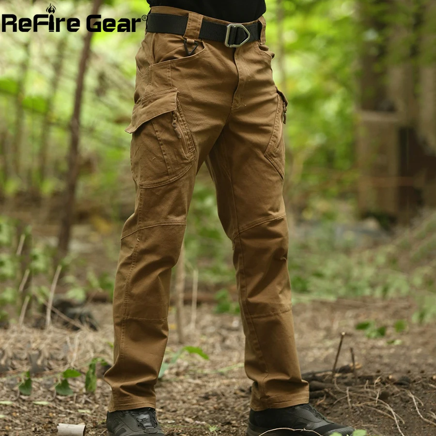 ReFire Gear-pantalones militares tácticos urbanos IX11 para hombres, pantalones Cargo de combate del Ejército, pantalones de trabajo casuales, pantalones elásticos de algodón, SWAT, múltiples bolsillos - imagen 3