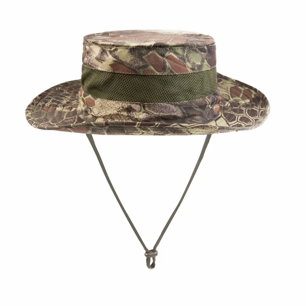 Boonie-Sombrero táctico de camuflaje con borde redondo para pesca, gorra transpirable con protección solar para acampada, senderismo, escalada y caza - imagen 2