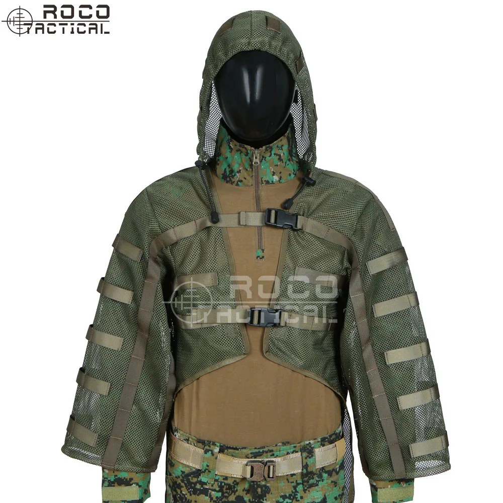 Trajes Ghillie de ROCOTACTICAL Sniper Coats, capuchas de francotirador Airsoft con portador de vejiga de hidratación incorporado (Compatible con hidratación) - imagen 4