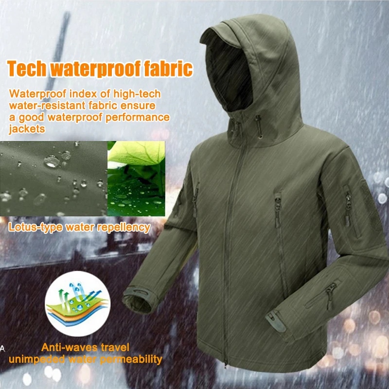 FREE SOLDIER-ropa de deporte al aire libre para hombre, chaquetas de acampada, escalada, senderismo, tejido polar Softshell, impermeable al instante - imagen 3