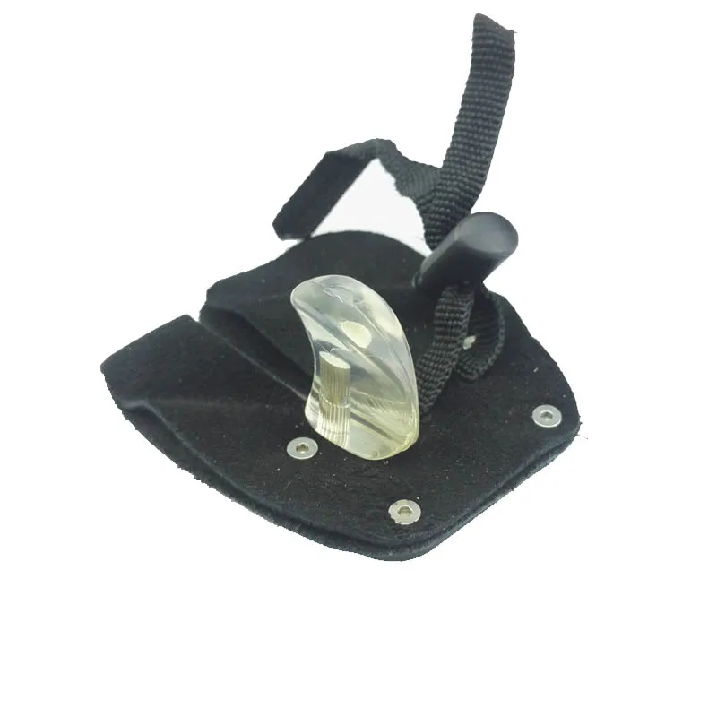 Protector de dedo para tiro con arco, guante de cuero, almohadilla protectora de aleación de aluminio, 1 ud. - imagen 5