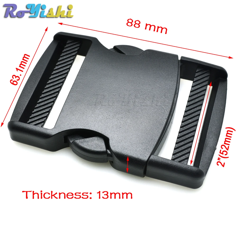 Hebillas de Liberación lateral plana de plástico, correas ajustables para pulseras Paracord, correas de 52mm, 2 ", 1 ud. - imagen 2