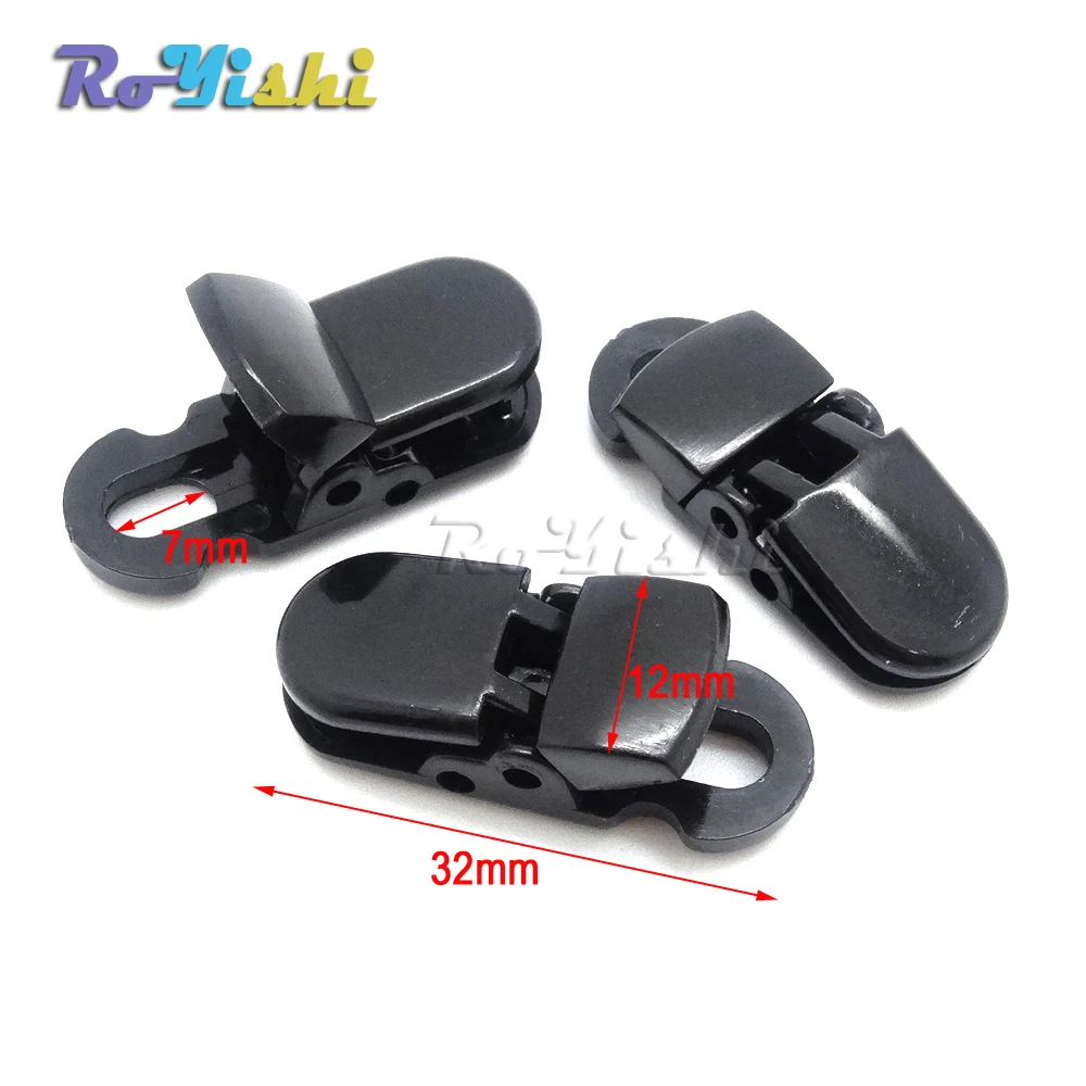 100 unids/paquete de 7*5mm de agujero de plástico para tarjeta de identificación, soporte de etiqueta de nombre, Clip de insignia negro para cordón - imagen 2