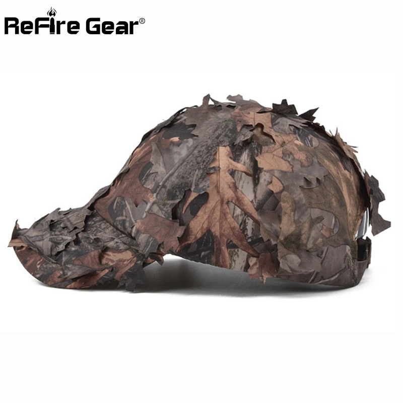 ReFire Gear-Gorra de camuflaje para hombre, gorro de béisbol con estampado de hojas de la selva, camuflaje, secado rápido, Snapback de combate, táctica del ejército, gorras de francotirador - imagen 5