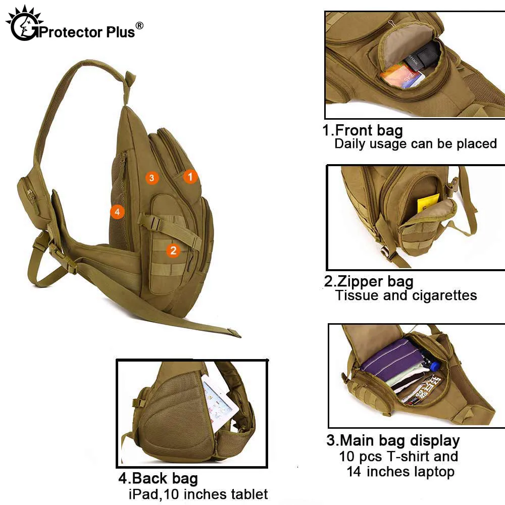 Protector Plus 20-35L bolso táctico de hombro, mochila militar Molle impermeable para ordenador portátil de 14 ", bolsa deportiva para acampar, senderismo y caza - imagen 4