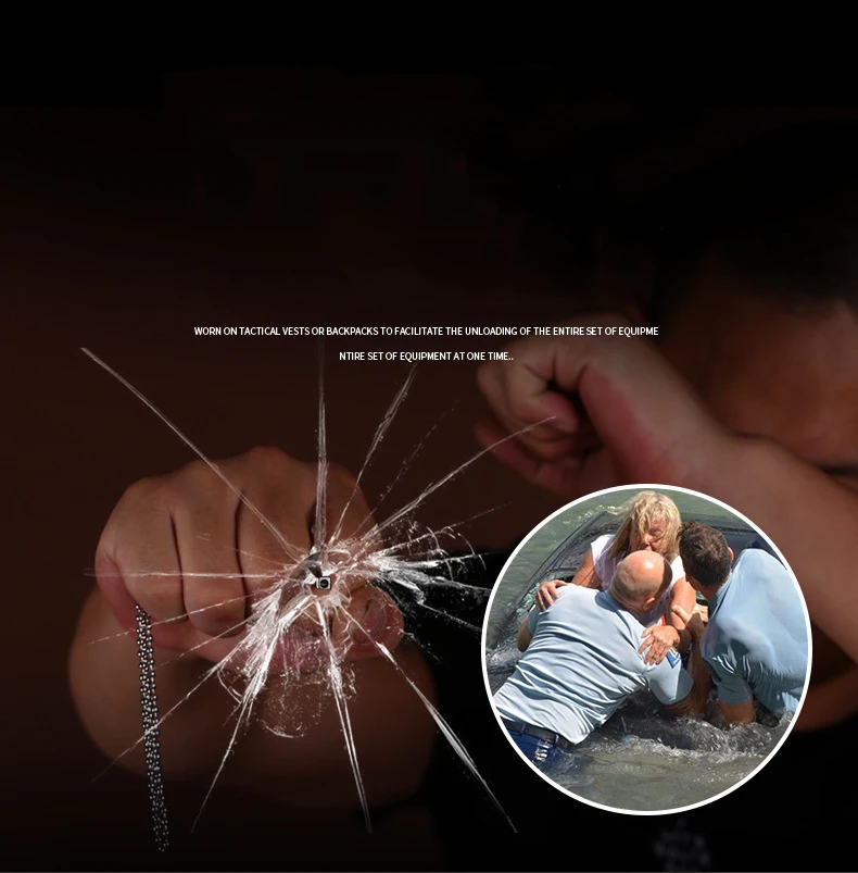 Cabeza cruzada de acero de tungsteno para hombre y mujer, Kit de supervivencia de seguridad al aire libre, rompevidrio, herramienta EDC con Collar, novedad - imagen 3