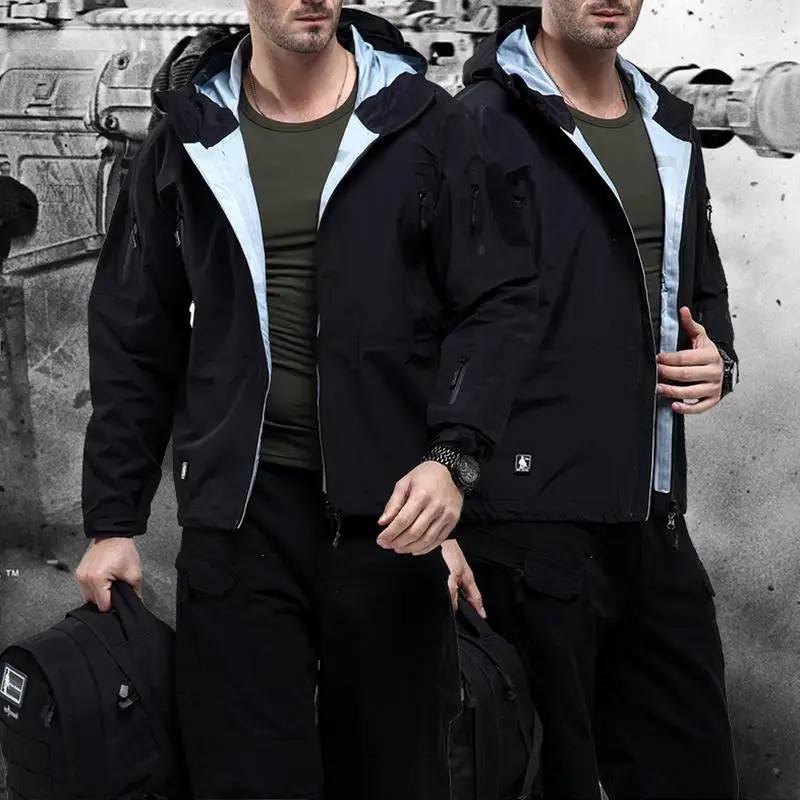 Chaqueta de hombre, ropa militar, ropa rígida, chaqueta y abrigo de otoño del ejército de camuflaje para hombre, abrigo cortavientos - imagen 2