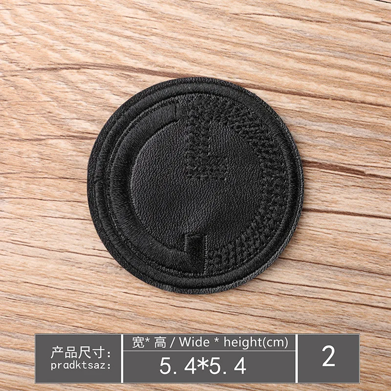 Leather plain embroidery Badge (2)