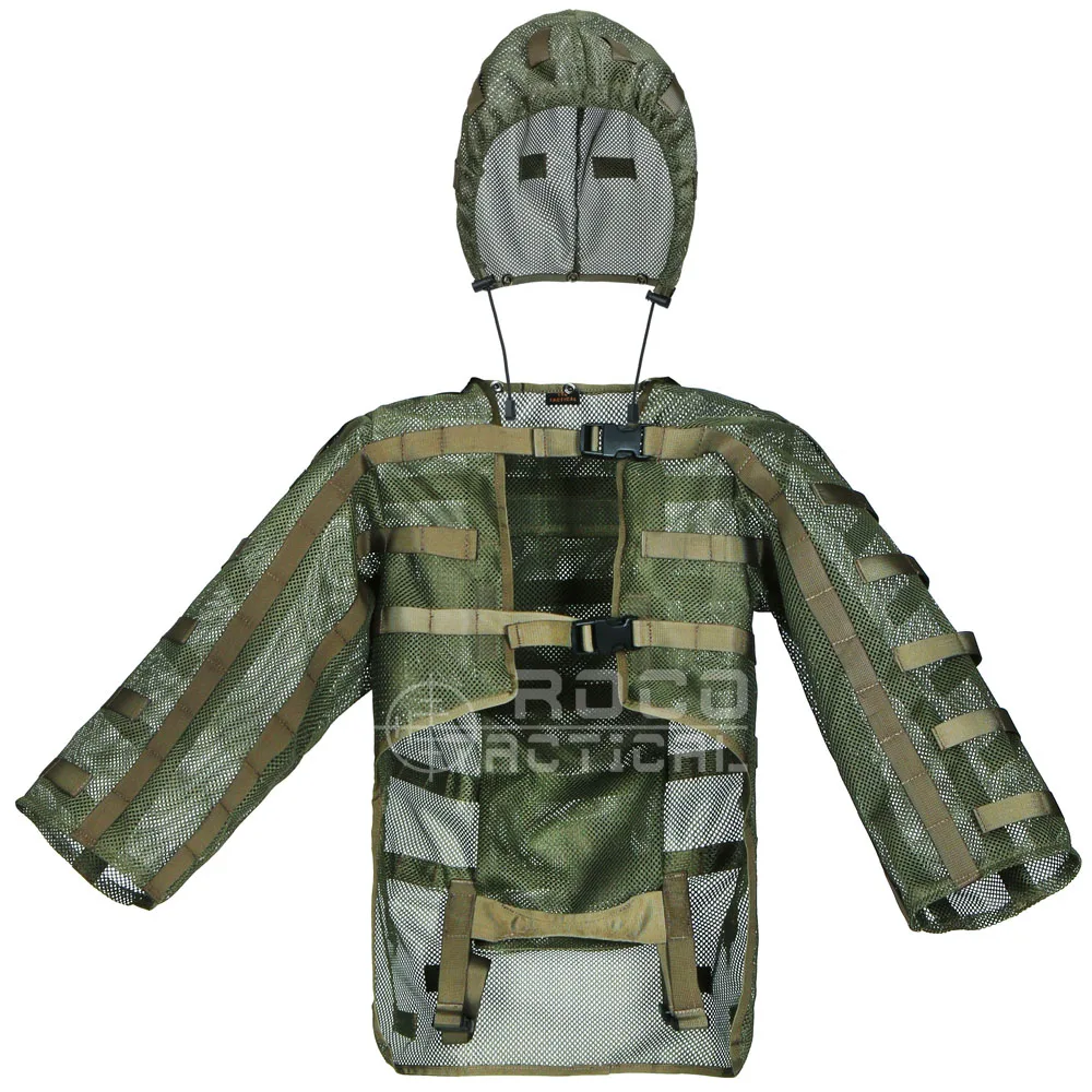 Traje de francotirador Tog Ghillie, base de hidratación Compatible, abrigos de francotirador transpirables, capuchas de Viper, verde militar/negro - imagen 5